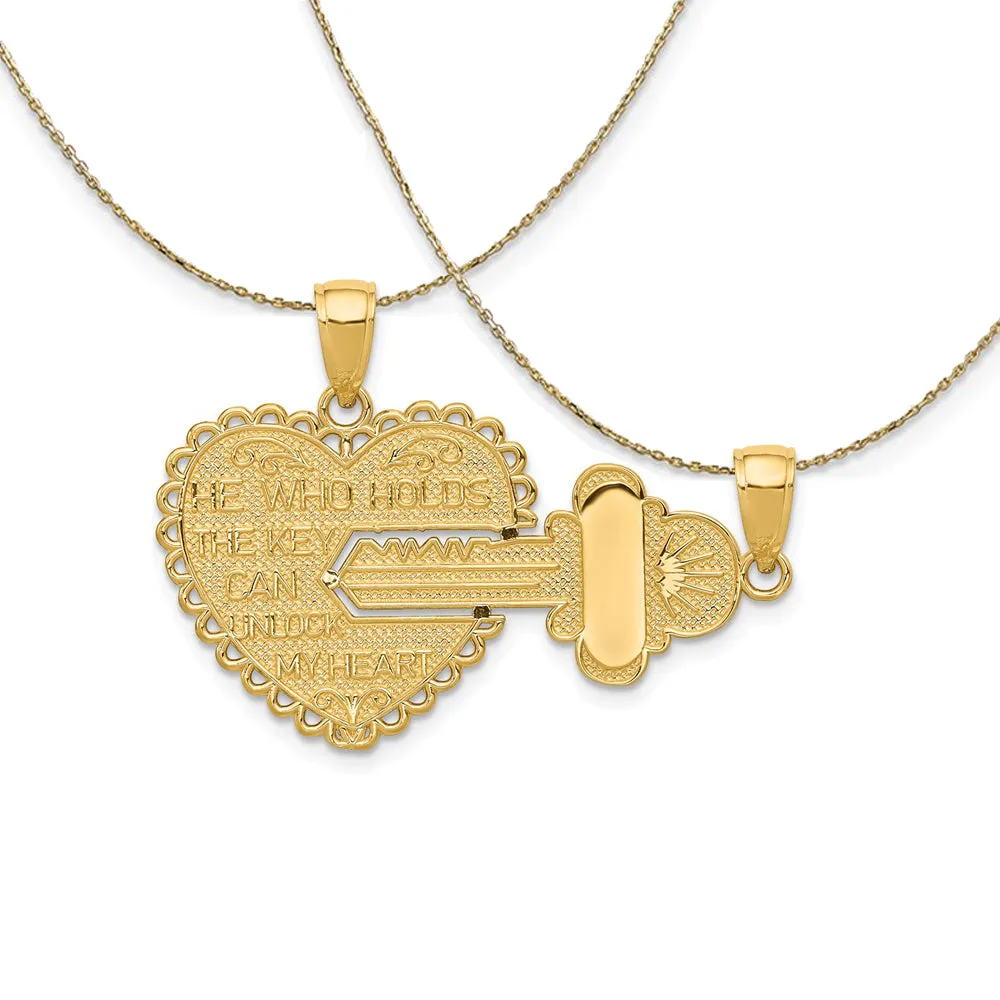 14k Yellow Gold Heart and Key Set (39mm) Necklace