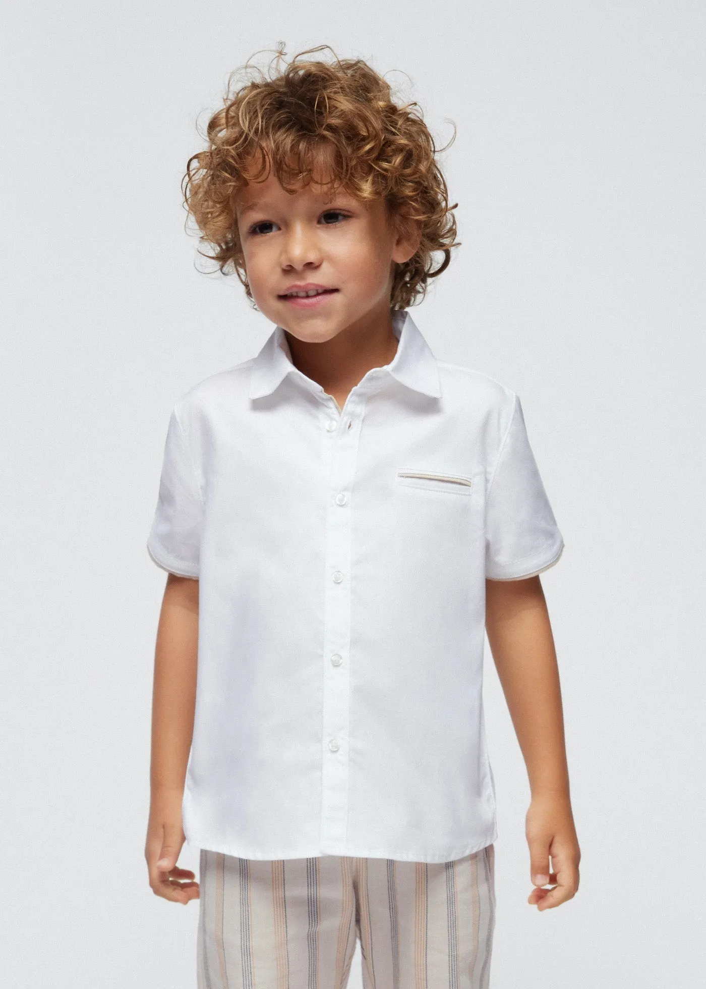 3112 - S/s button down shirt for boy - White