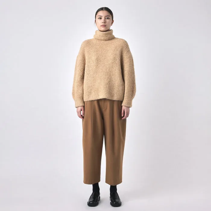 7115 By Szeki Woman Brushed Airy Turtleneck Sweater Wheat Brown