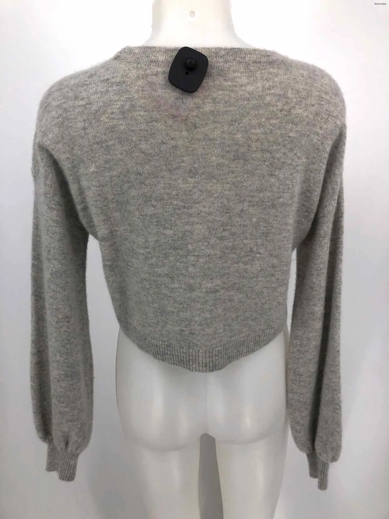 ALICE & OLIVIA Gray Green Multi Cashmere Embroidered Pullover Sweater