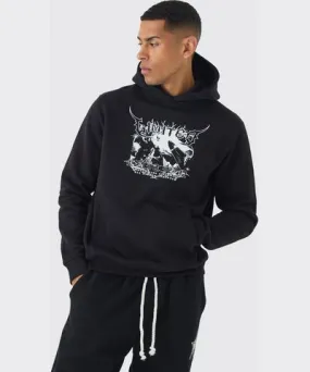 boohoo Mens Gothic Scenic Print Hoodie