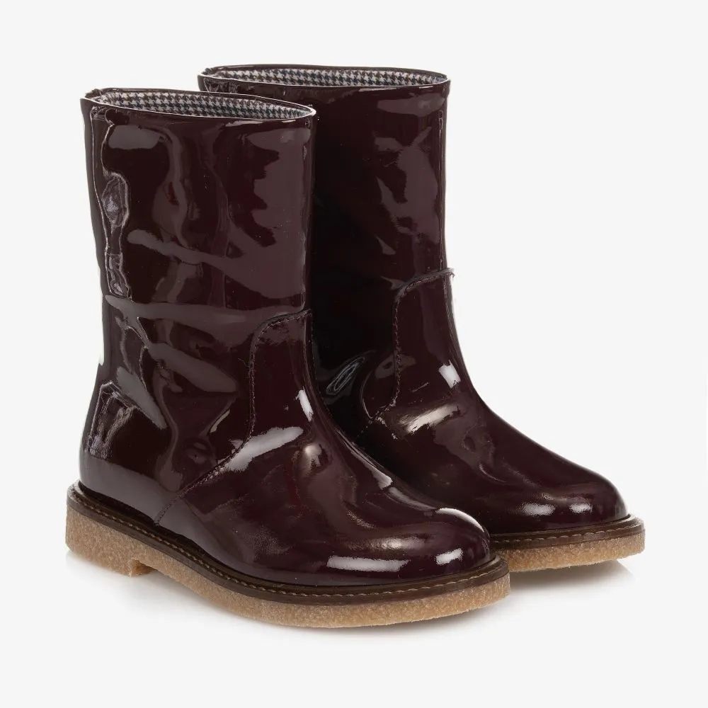 Brown Patent Leather Boots 