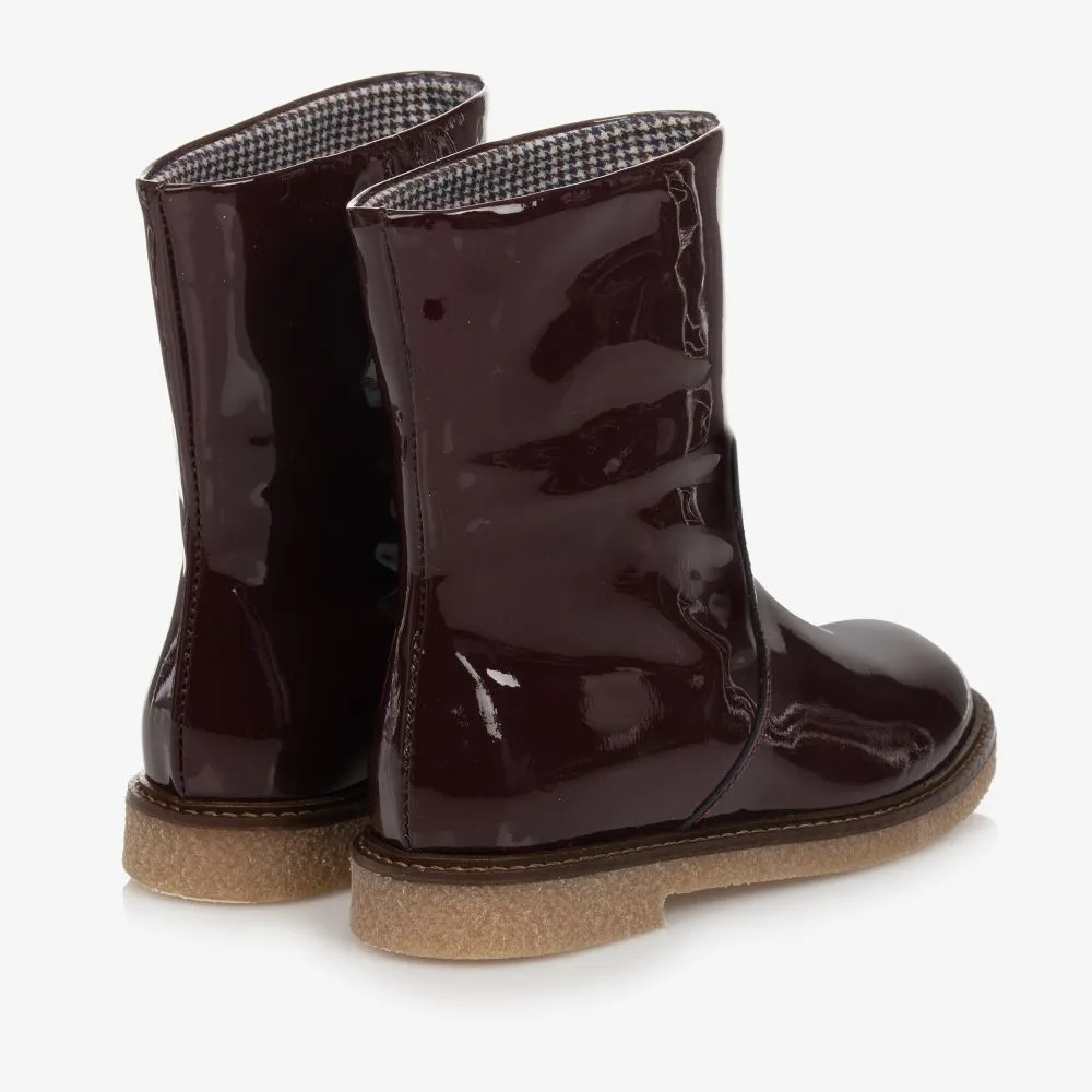 Brown Patent Leather Boots 