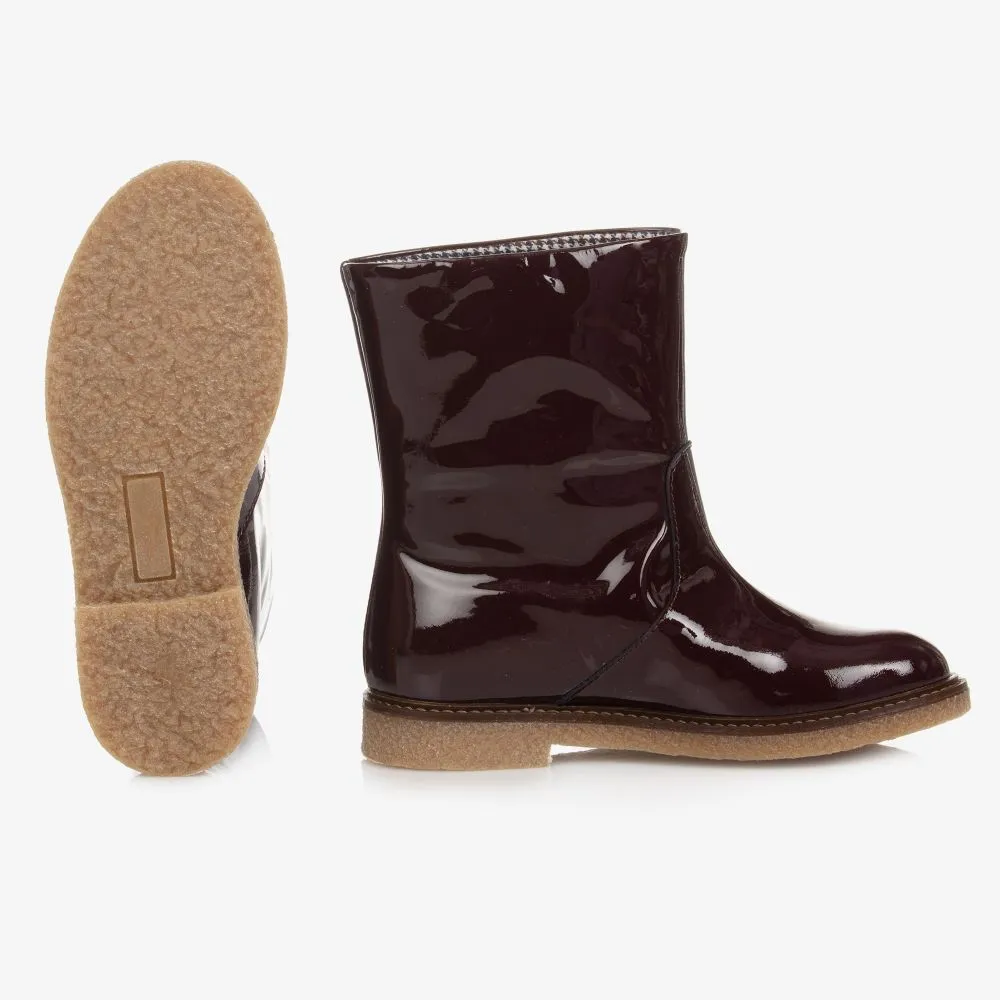 Brown Patent Leather Boots 