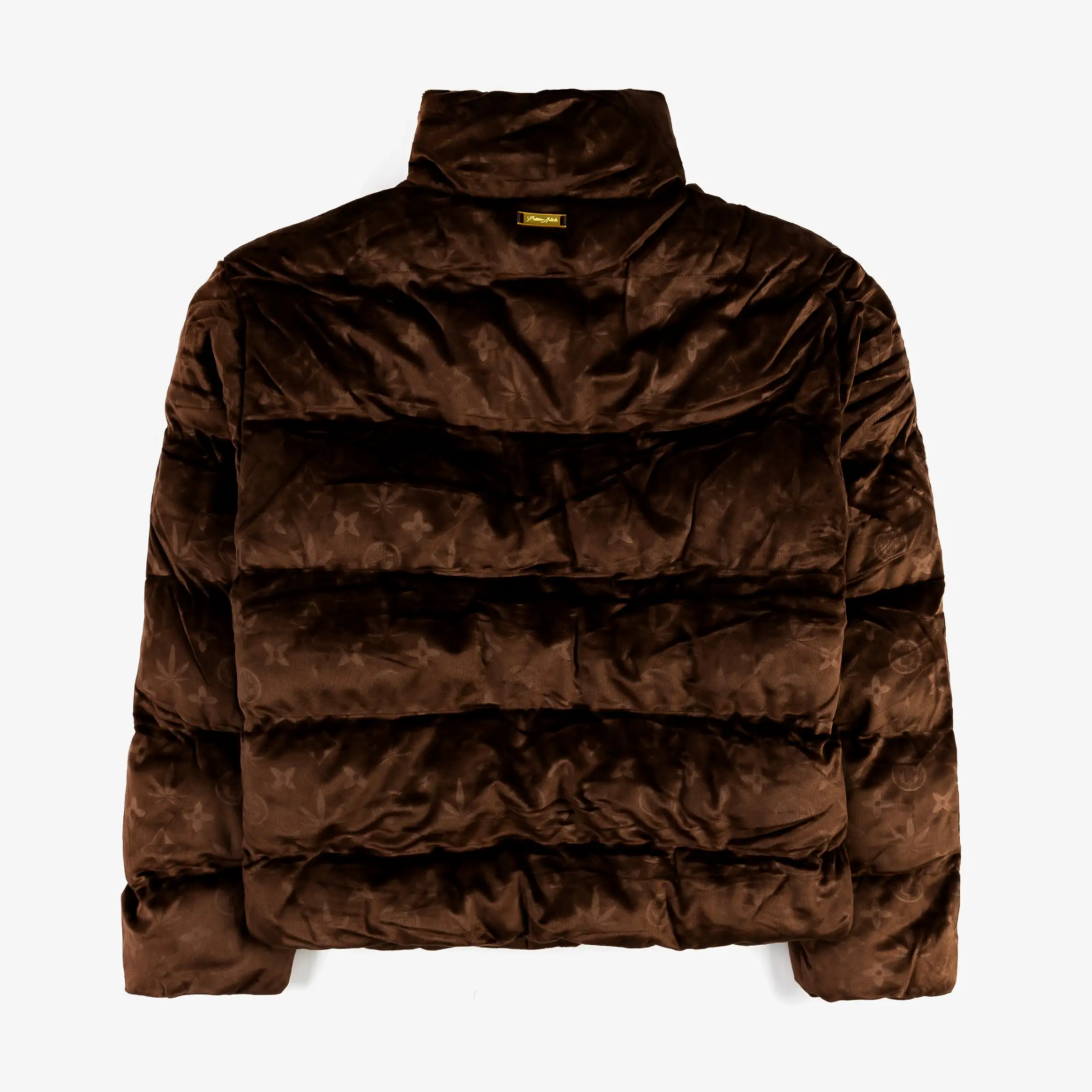 Brown Velour Puffer Mens Jacket (Brown)