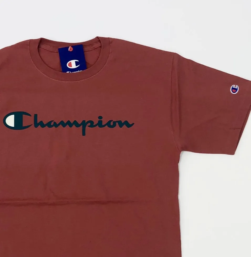 Champion Script Logo Print Jersey T-Shirt - Red