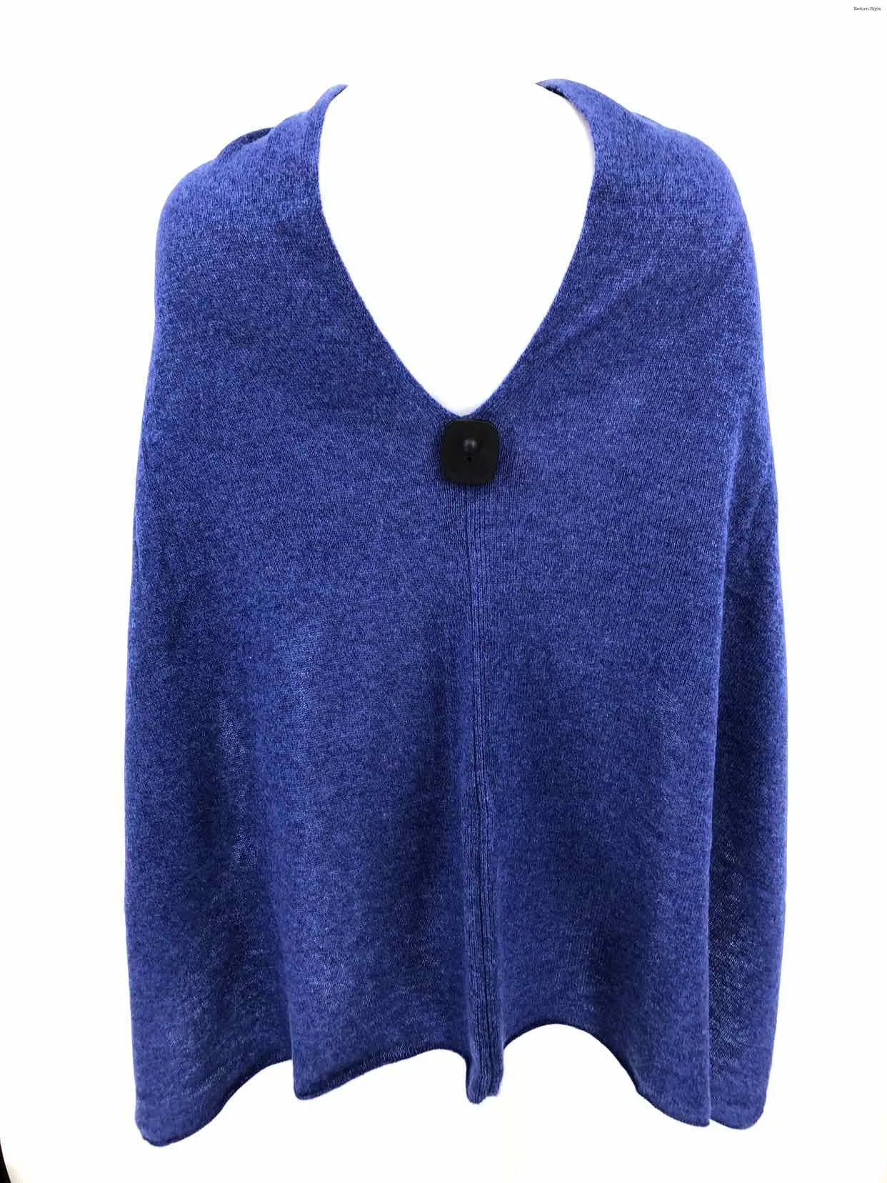 CLAUDIA NICHOLE Blue Cashmere Poncho Size One Size (M) Sweater