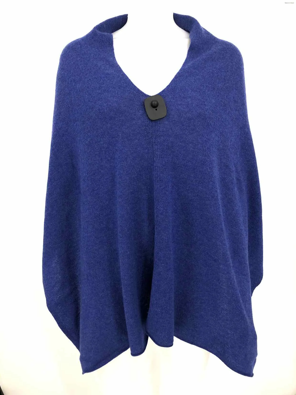 CLAUDIA NICHOLE Blue Cashmere Poncho Size One Size (M) Sweater