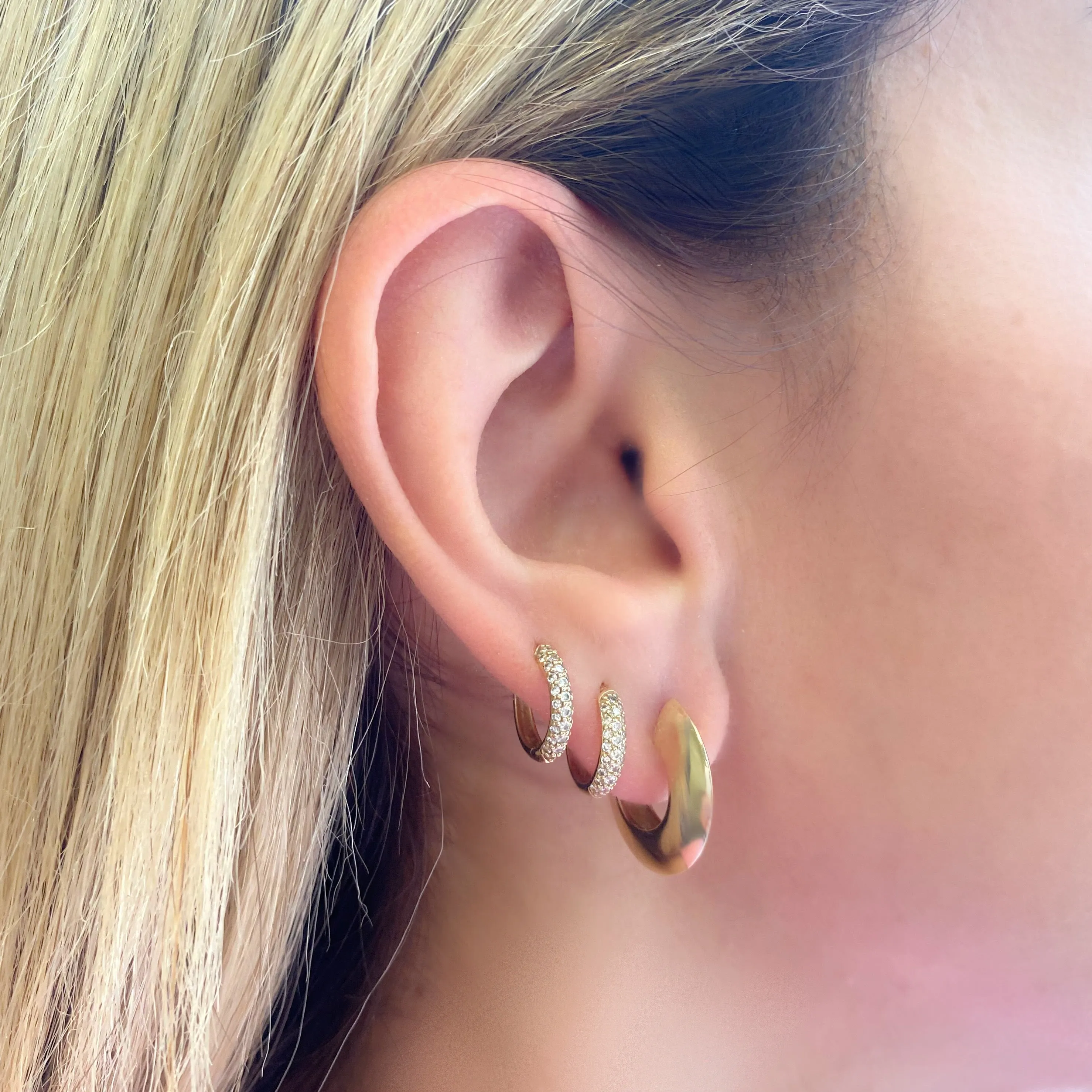 Crescent Dome Hoop Earrings