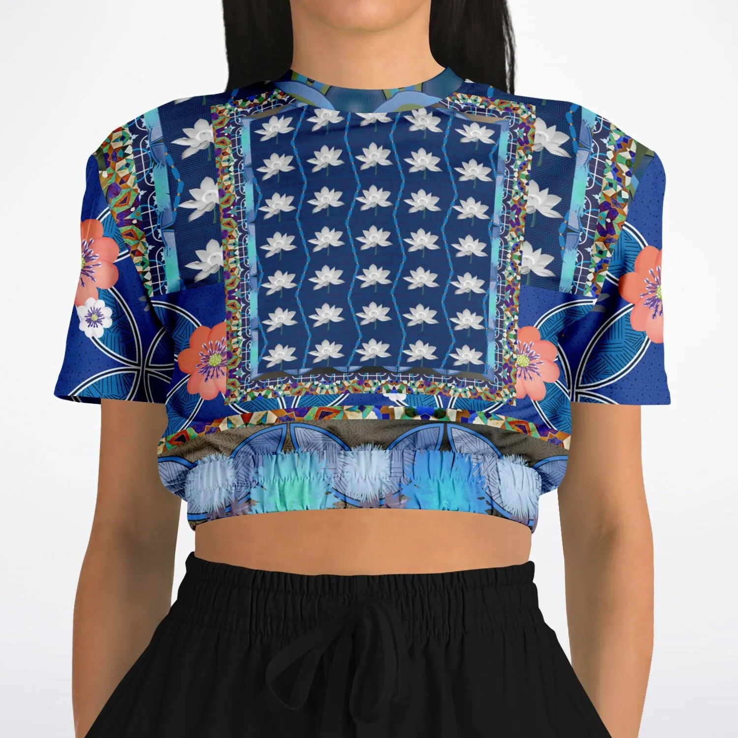 Dahlia Lama Short Sleeve Cropped Eco-Poly Sweater