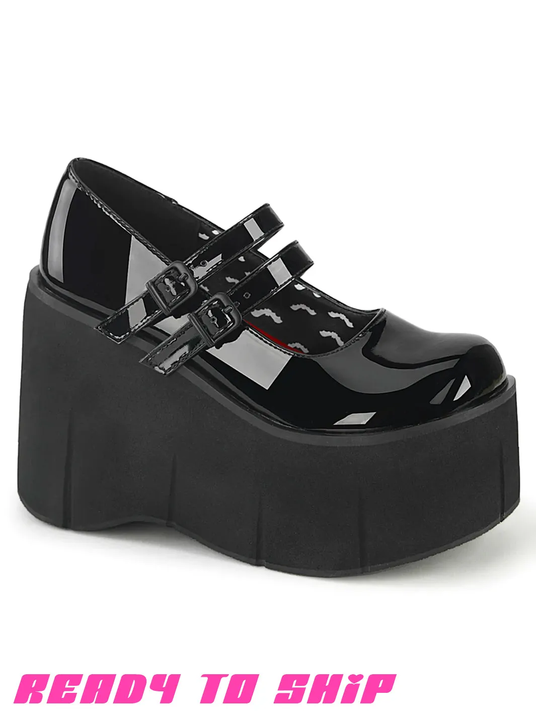 DEMONIA KERA 08 PLATFORM MARYJANES - PATENT BLACK