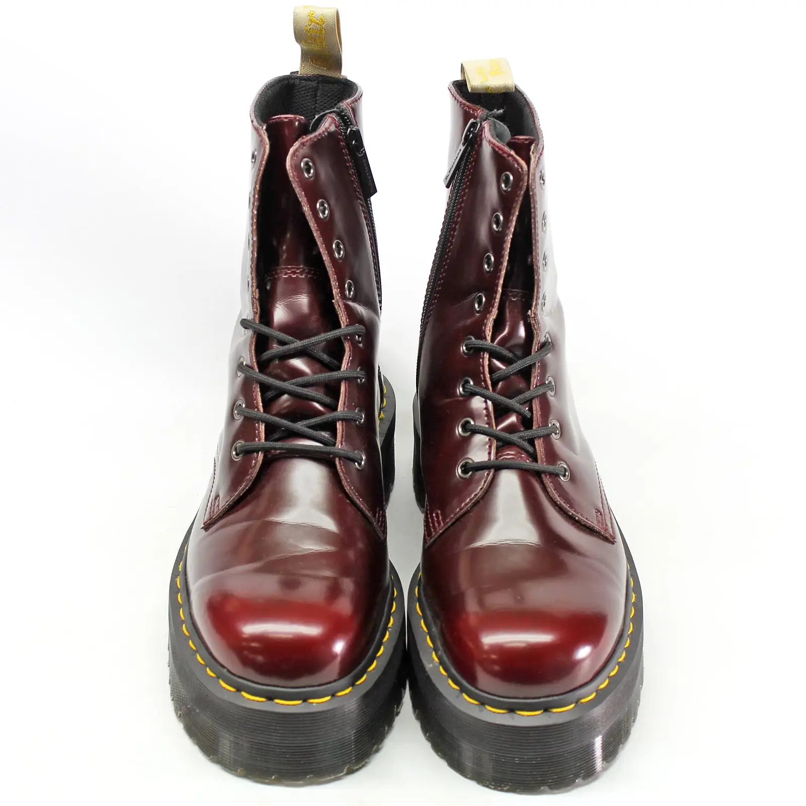 Dr. Martens Vegan Jadon II 8-Eyelet Cherry Red Unisex Platform Ankle Boots - UK 9