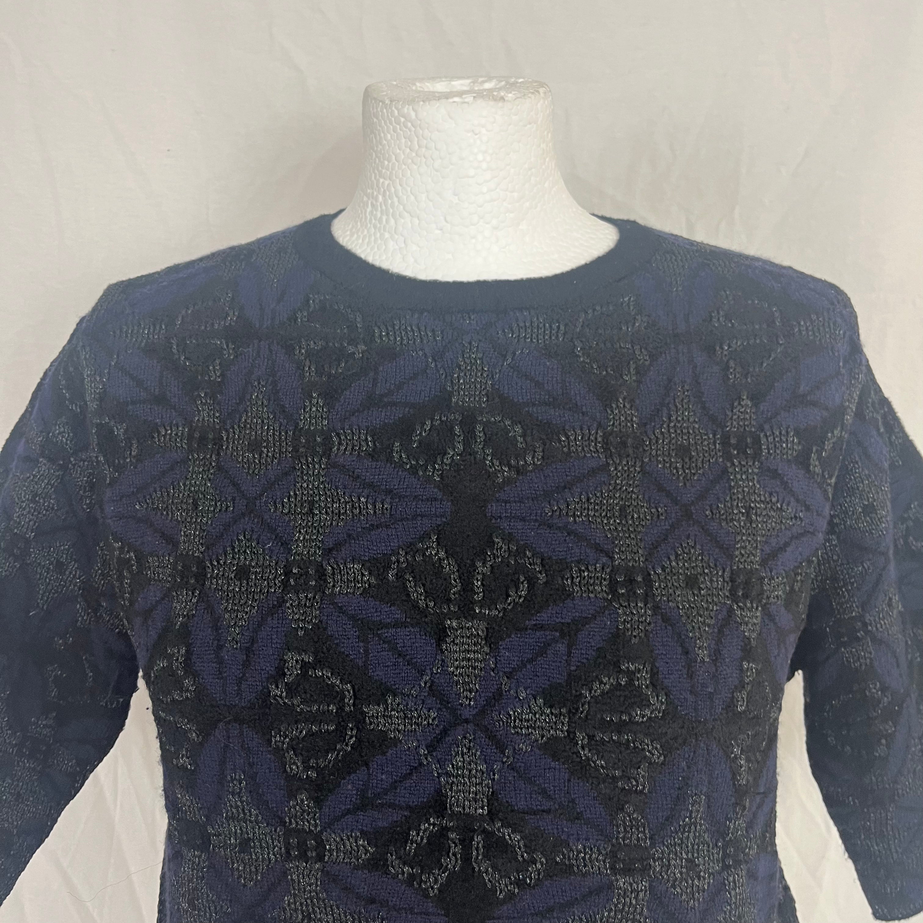 Dries Van Noten Charcoal Jacquard Knit Sweater XS