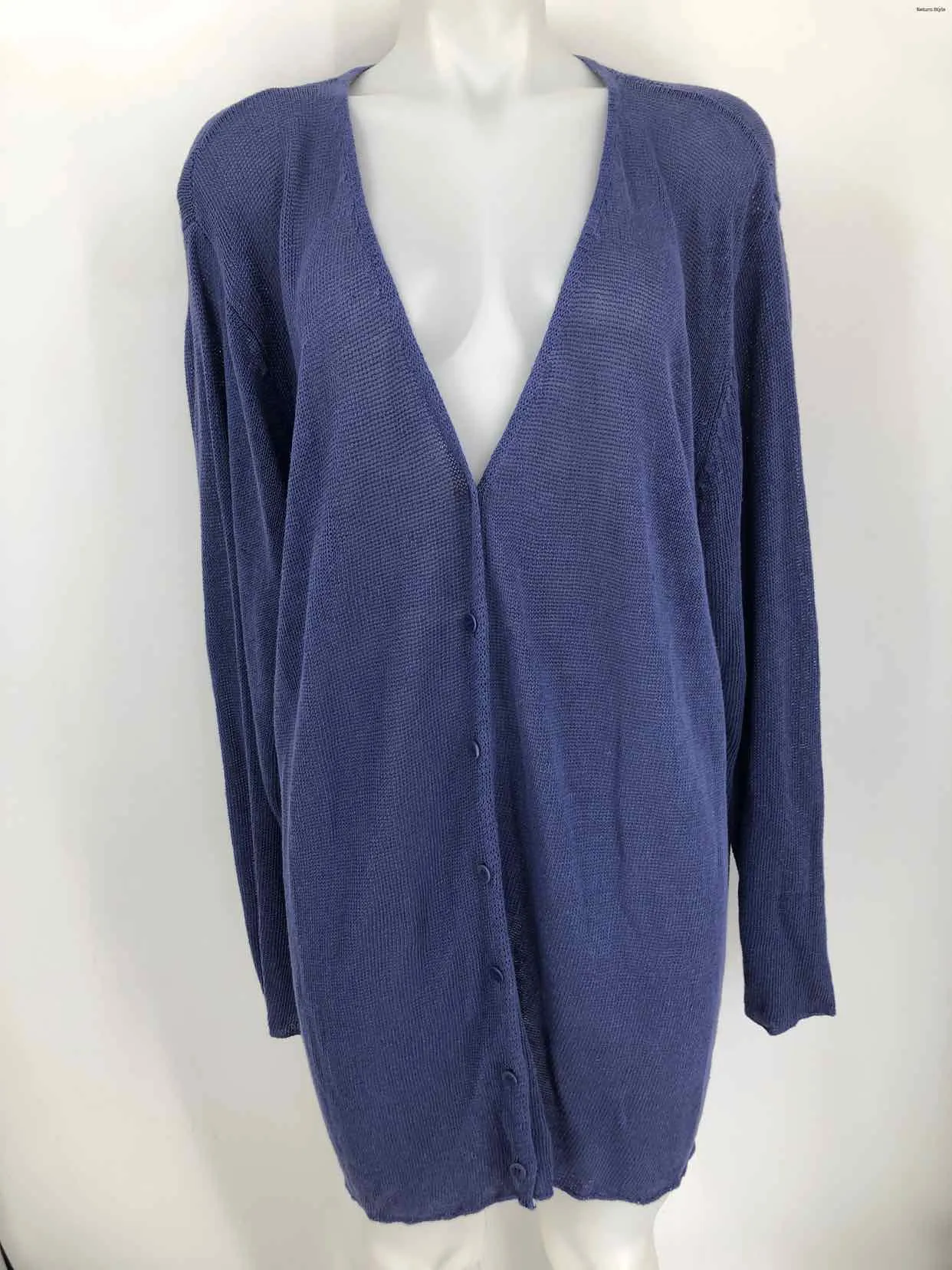 EILEEN FISHER Purple Knit Longsleeve Cardigan Size X-LARGE Sweater