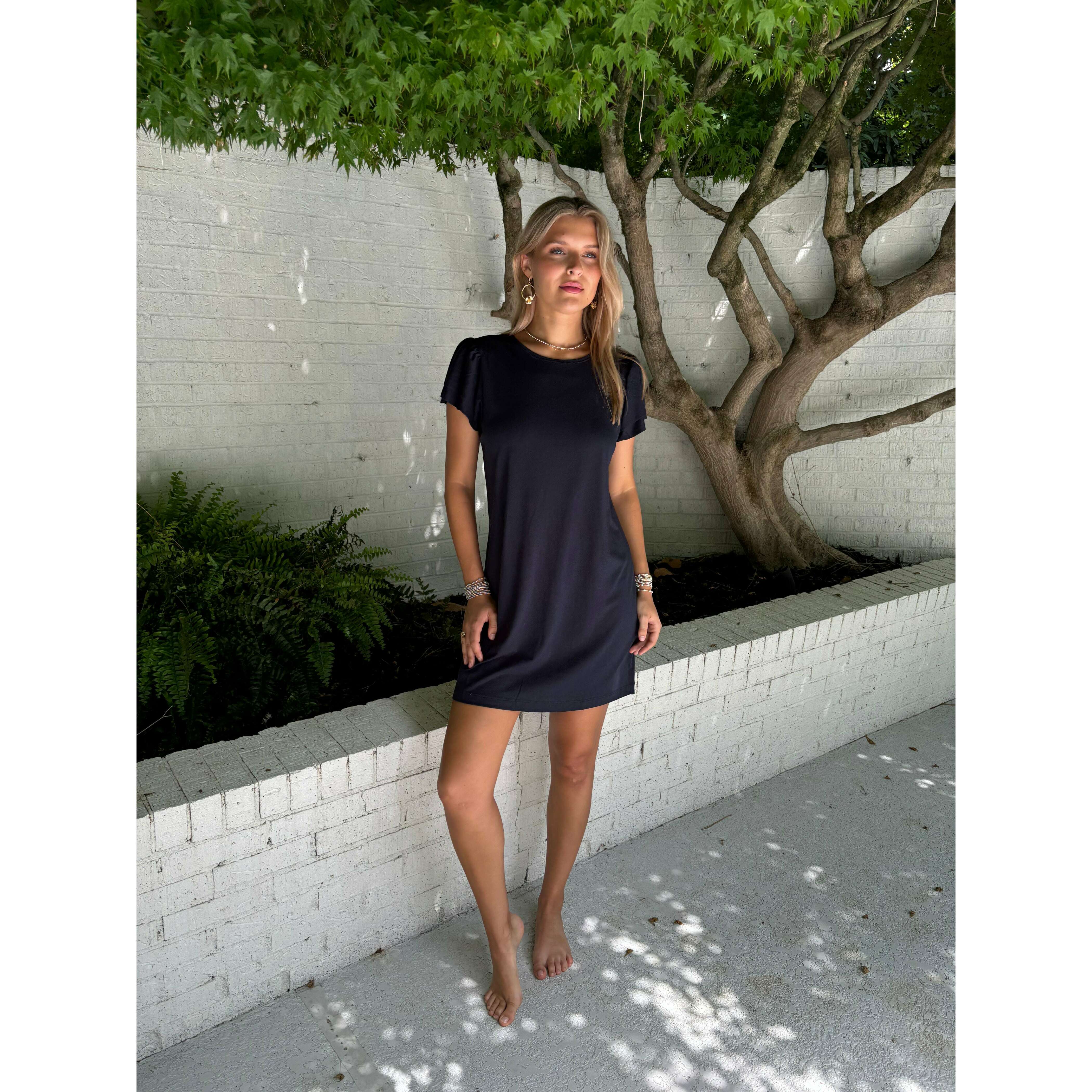 Flutter Dress in Navy