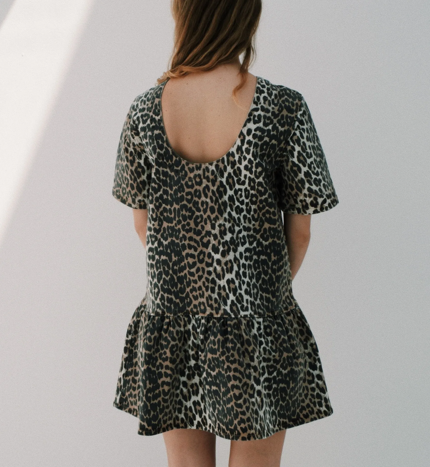 GANNI Leopard Open-Back Mini Dress