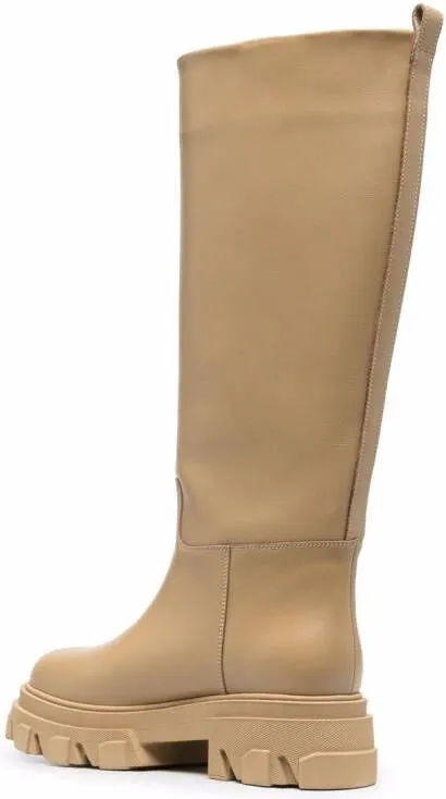 GIABORGHINI chunky leather boots Neutrals