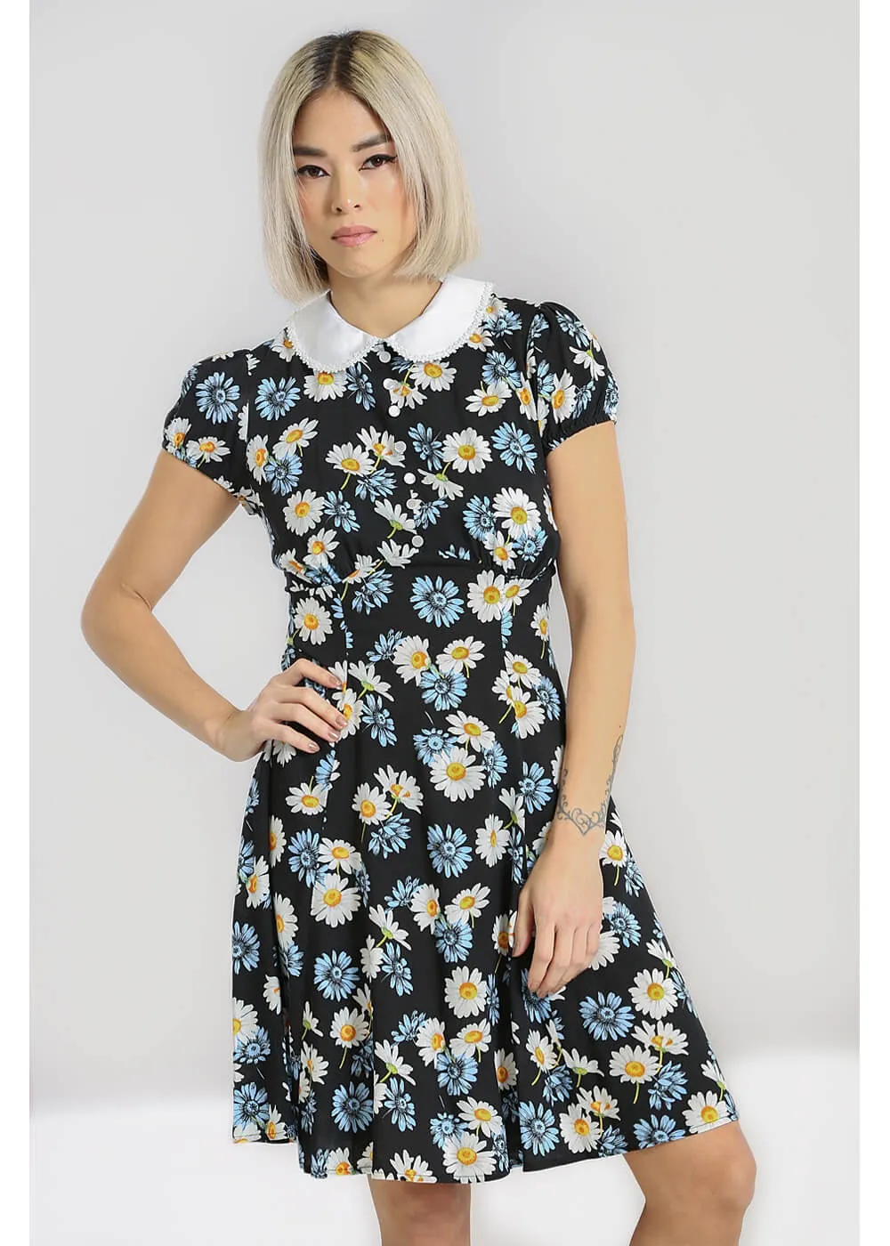 Hell Bunny Daisy 60's Short Dress Black