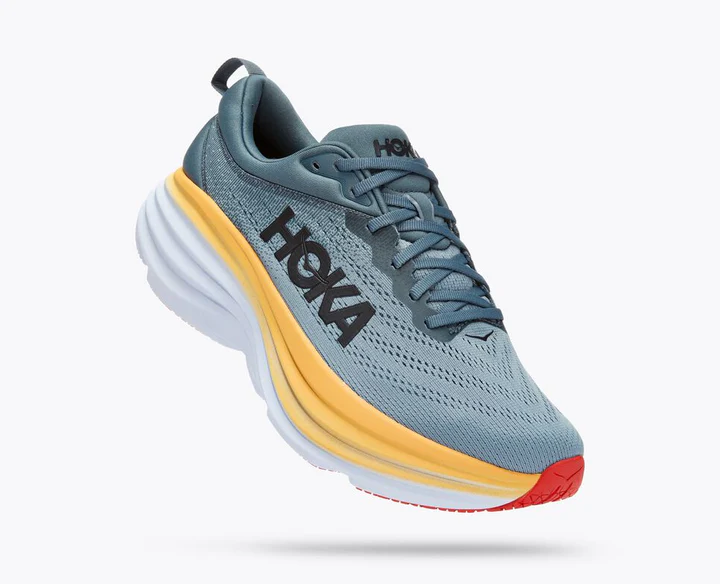 Hoka Mens Bondi 8 Athletic Shoes- Goblin Blue/Mountain Springs **Extra Wide Width**