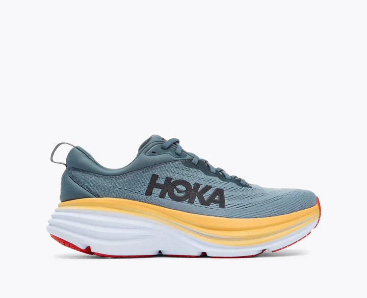 Hoka Mens Bondi 8 Athletic Shoes- Goblin Blue/Mountain Springs **Extra Wide Width**