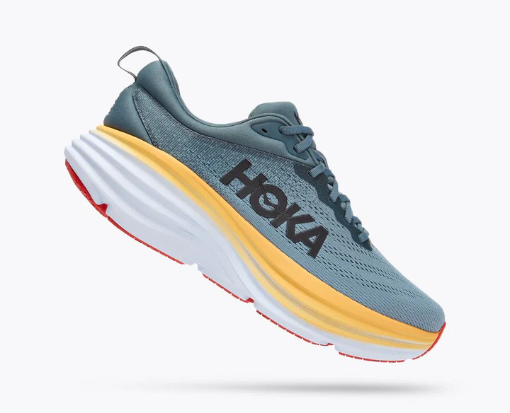 Hoka Mens Bondi 8 Athletic Shoes- Goblin Blue/Mountain Springs **Extra Wide Width**