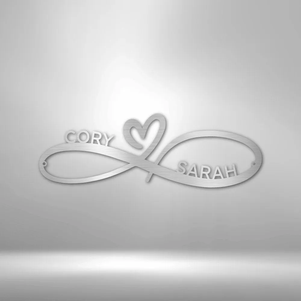 Infinity Heart with Couple Names - Steel Sign