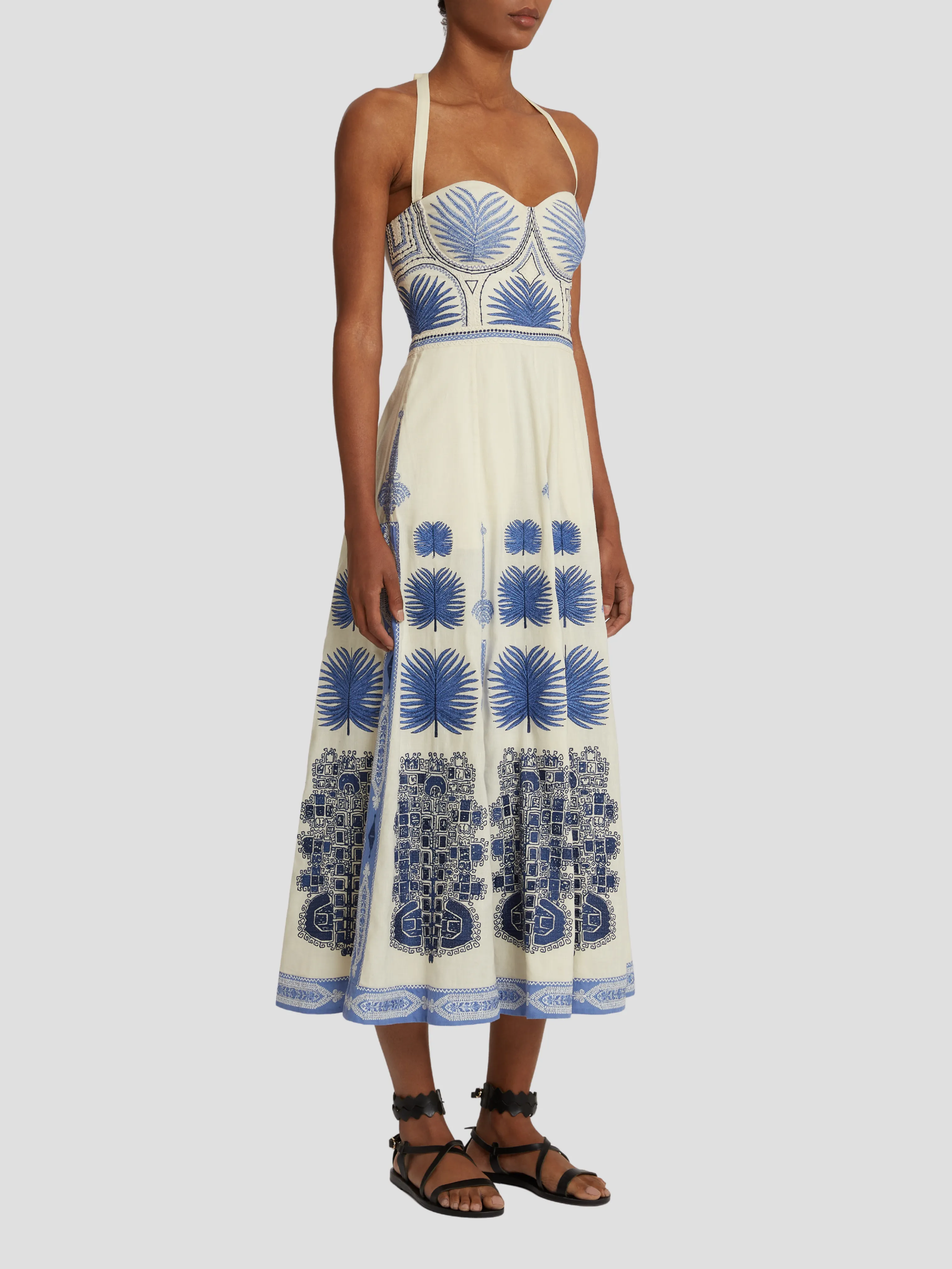 Ivory Lotty Chics Embroidery Midi Dress