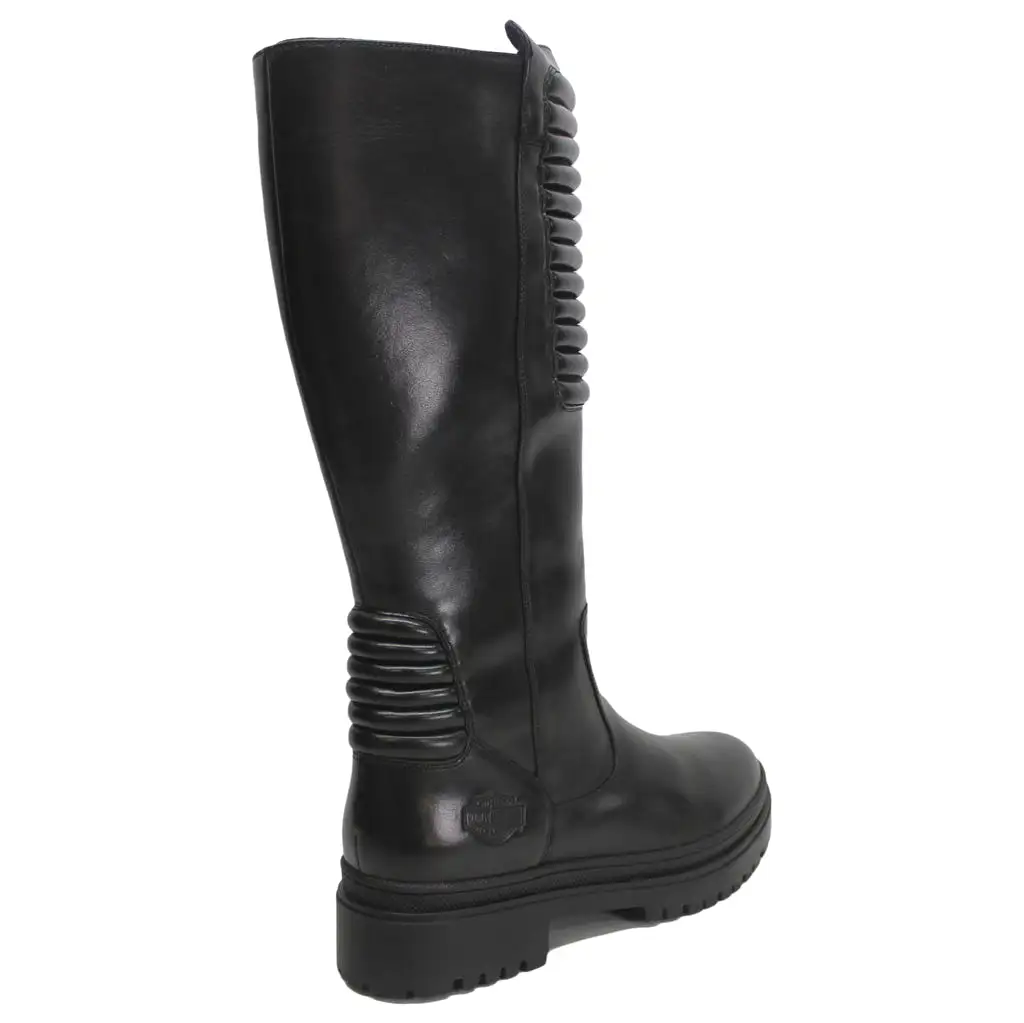 Kamton 13 Inch Full Grain Leather Women's Calf Length Biker Boots