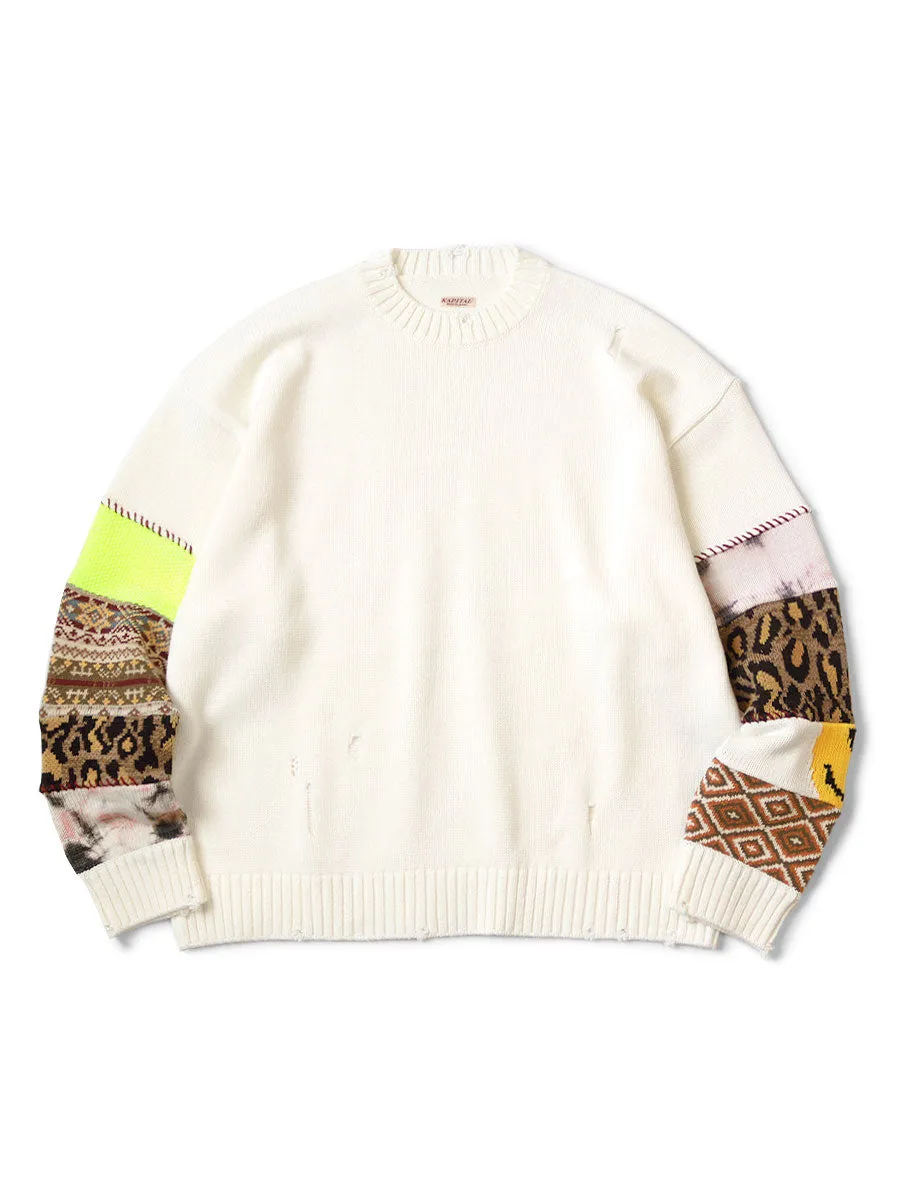 Kapital 5G Cotton Knit Hippie Sleeve Crew Sweater