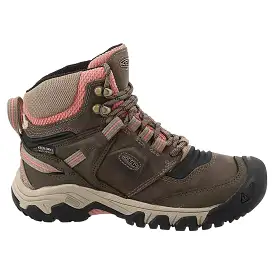 Keen Womens Boots Ridge Flex Mid WP Lace-Up Ankle Hiking Leather Textile - UK 7.5