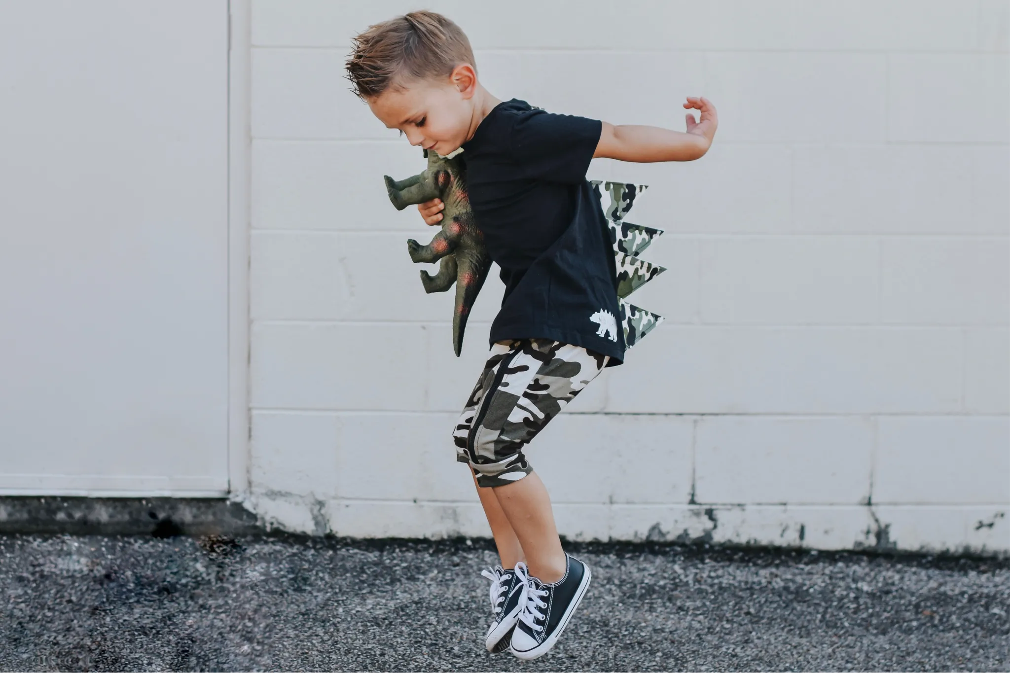 KIDS + ADULTS Dinosaur Spike Tee Rex Shirt -  CAMO