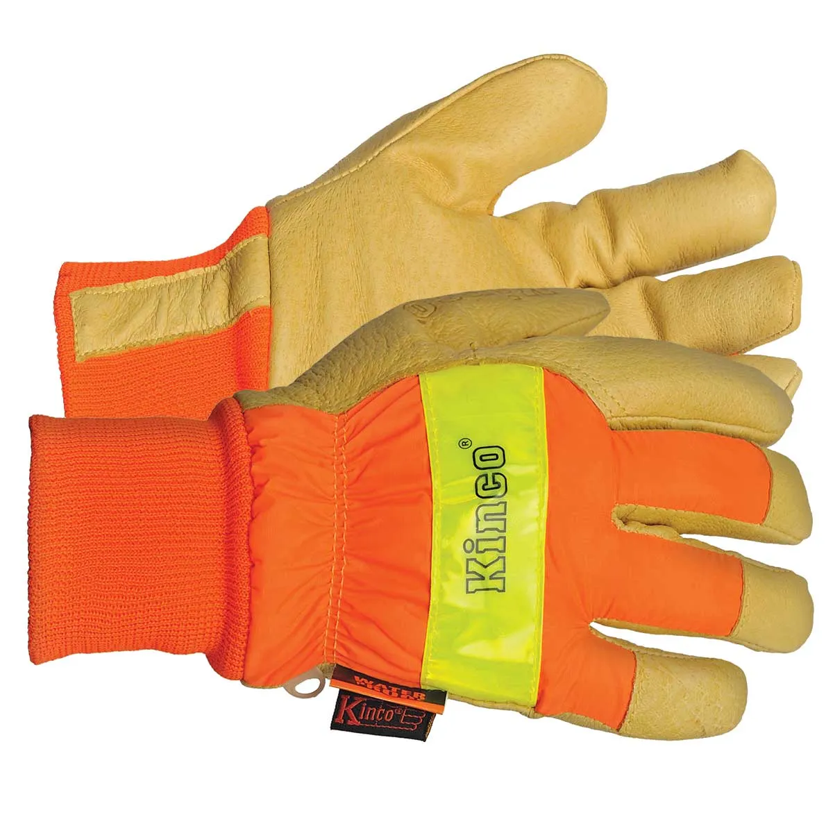 Kinco Enhanced Visibility Insulated Waterproof Pigskin Leather Palm Hi-Vis Gloves