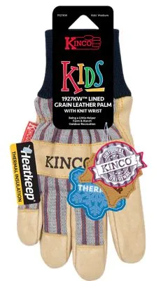 Kinco Kids' Leather Palm Pigskin Gloves, 1 Pair, Grain