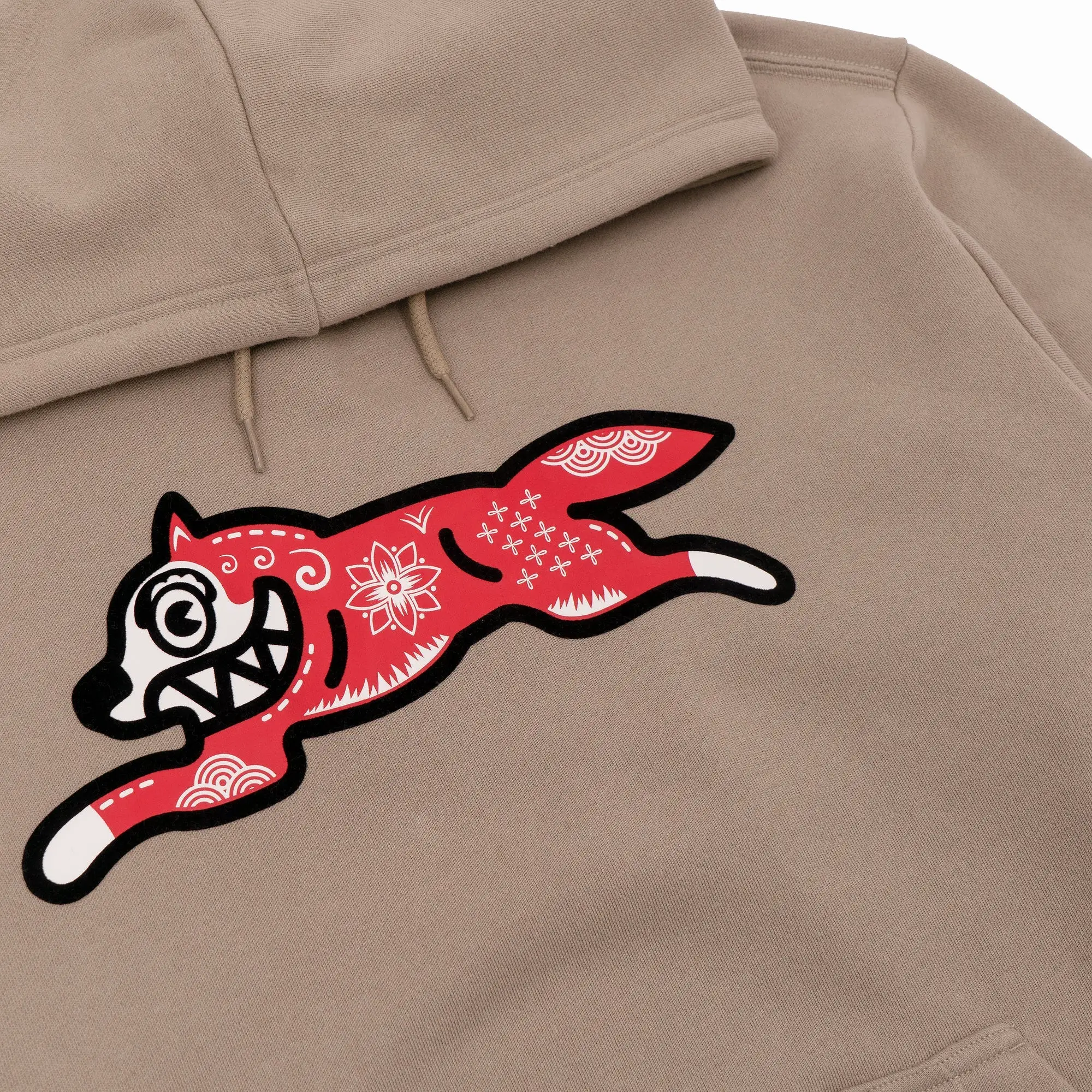 KIRIGAMI RUNNING DOG FLOCK HOODIE 'BEIGE'