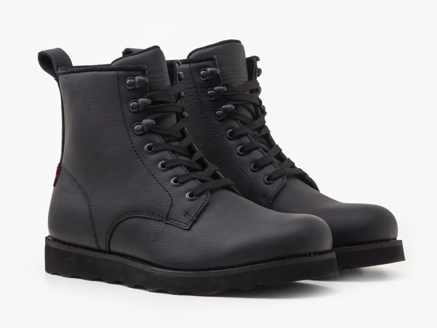 Levi's® Darrow Wedge Lace Up Leather Boots Full Black