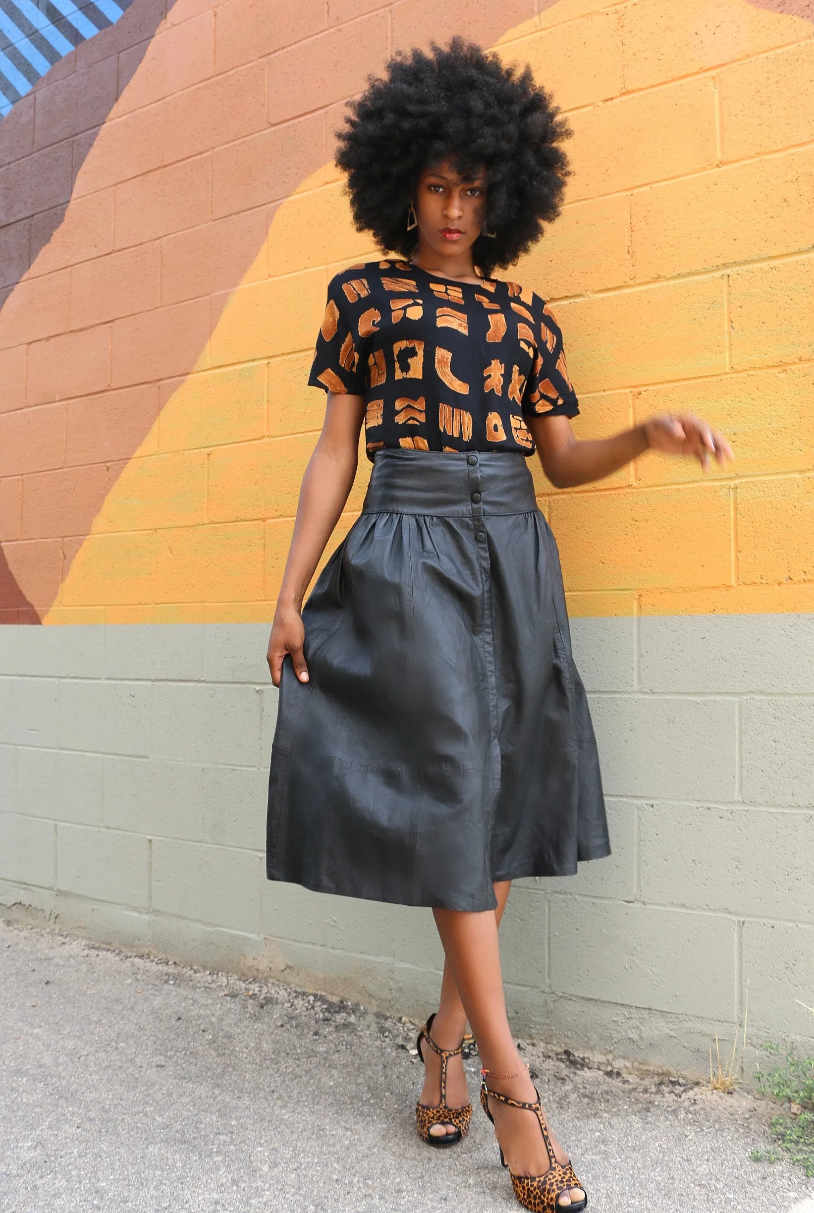 Live: 96 Vintage Leather Gathered Skirt