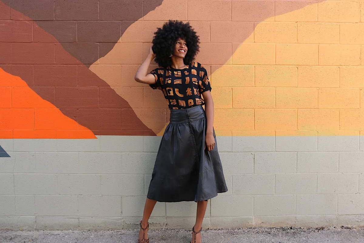 Live: 96 Vintage Leather Gathered Skirt