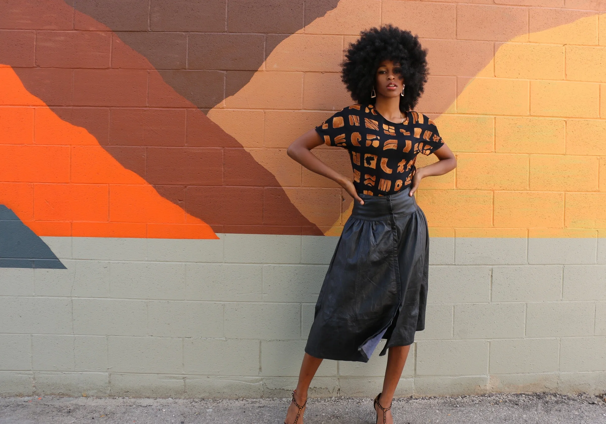 Live: 96 Vintage Leather Gathered Skirt