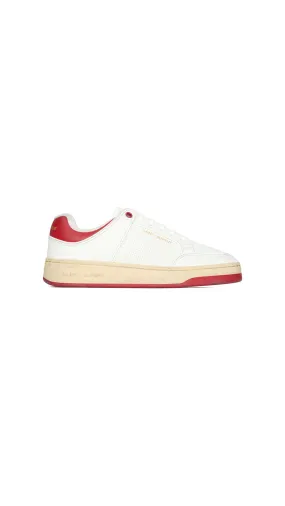 Low-top Laced Sneakers - White/Vintage Red