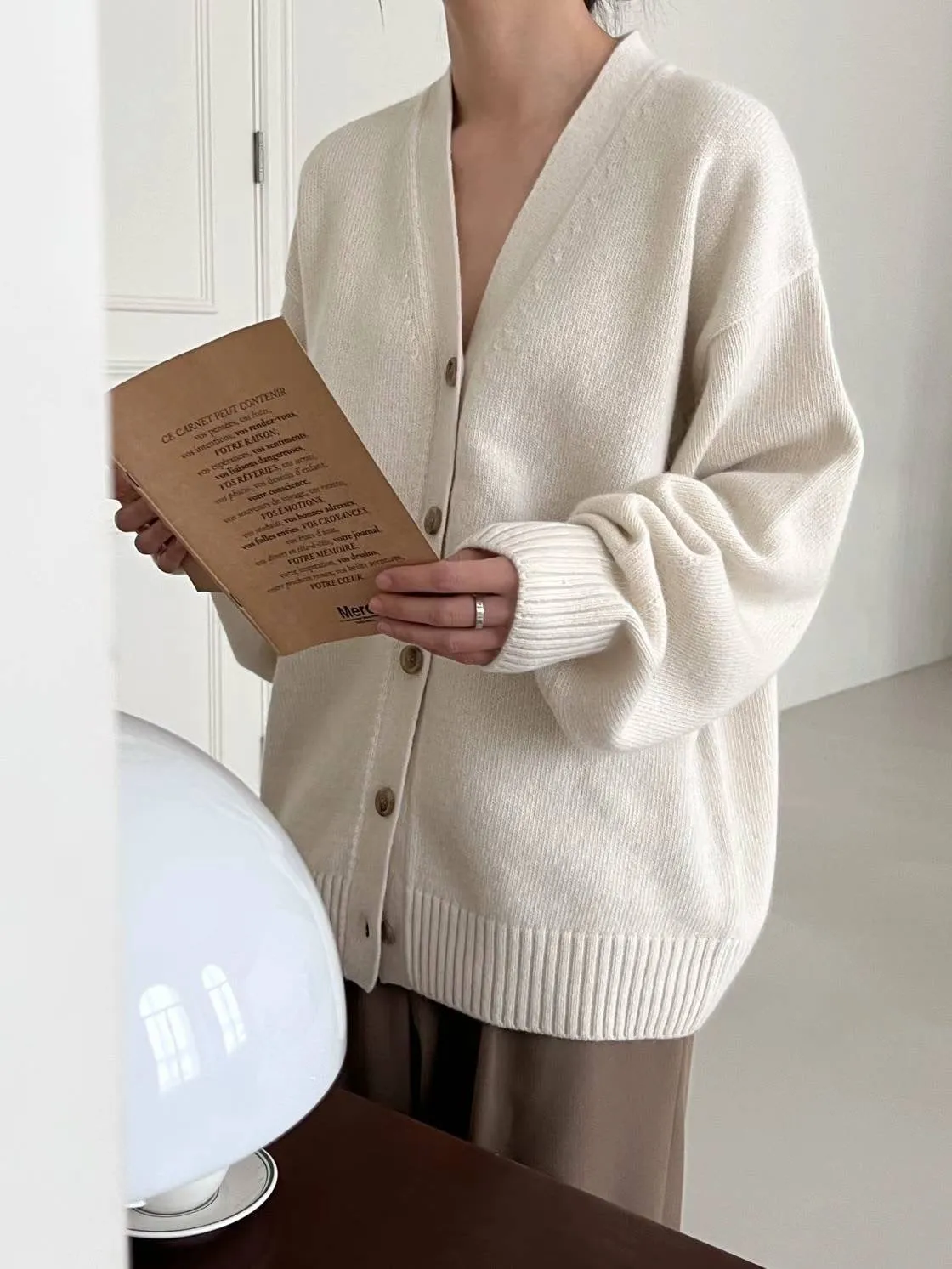 Luna Cream Relaxed Wool Cardigan