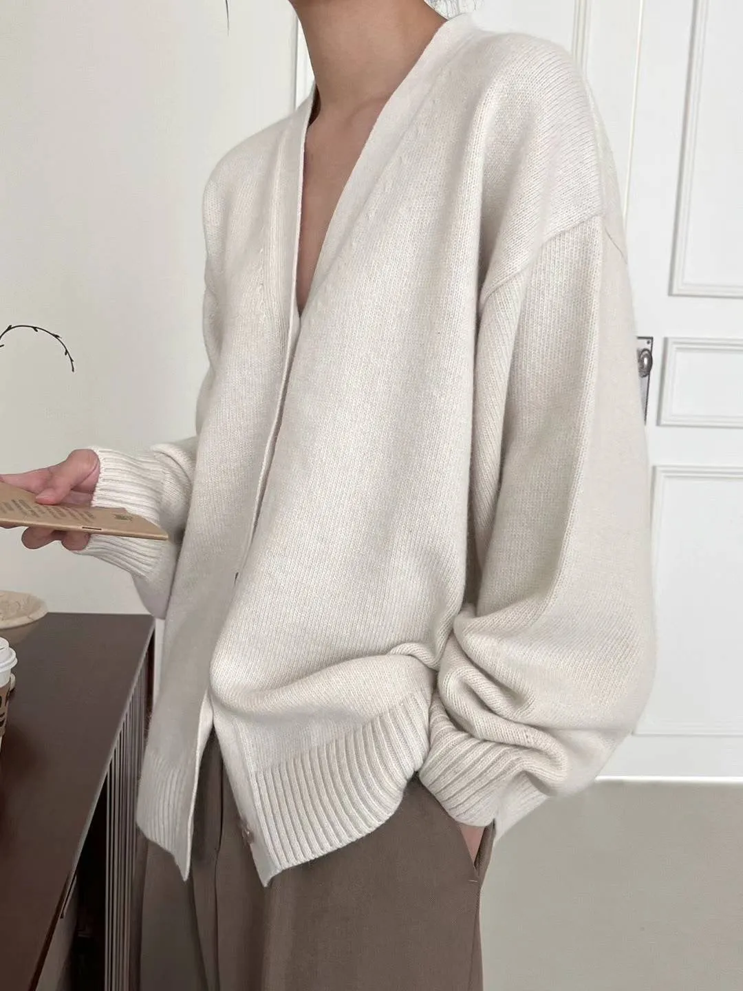 Luna Cream Relaxed Wool Cardigan