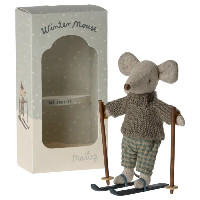 Maileg Toys Big Brother Winter Mouse With Ski Set