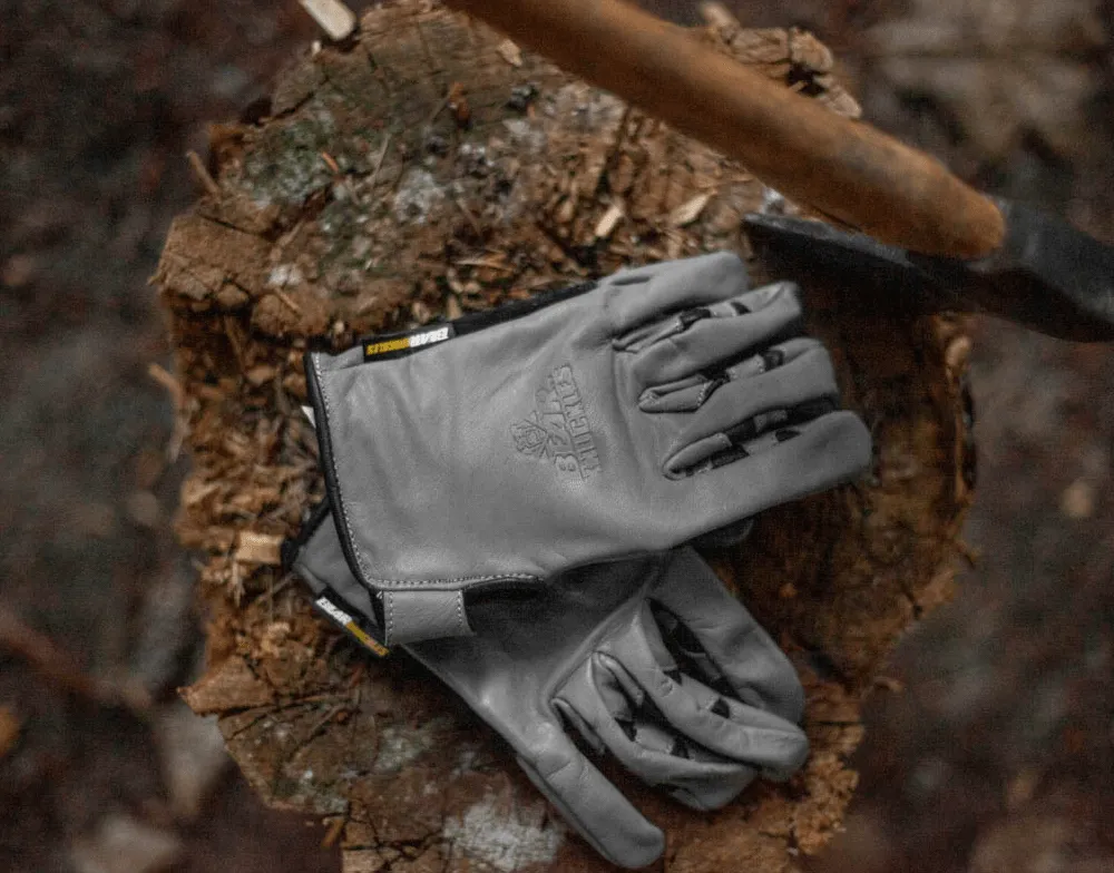 Mechanic Style Grey Leather Goat Hide Work Gloves - M283