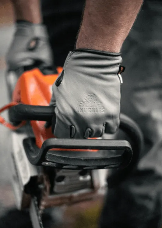 Mechanic Style Grey Leather Goat Hide Work Gloves - M283