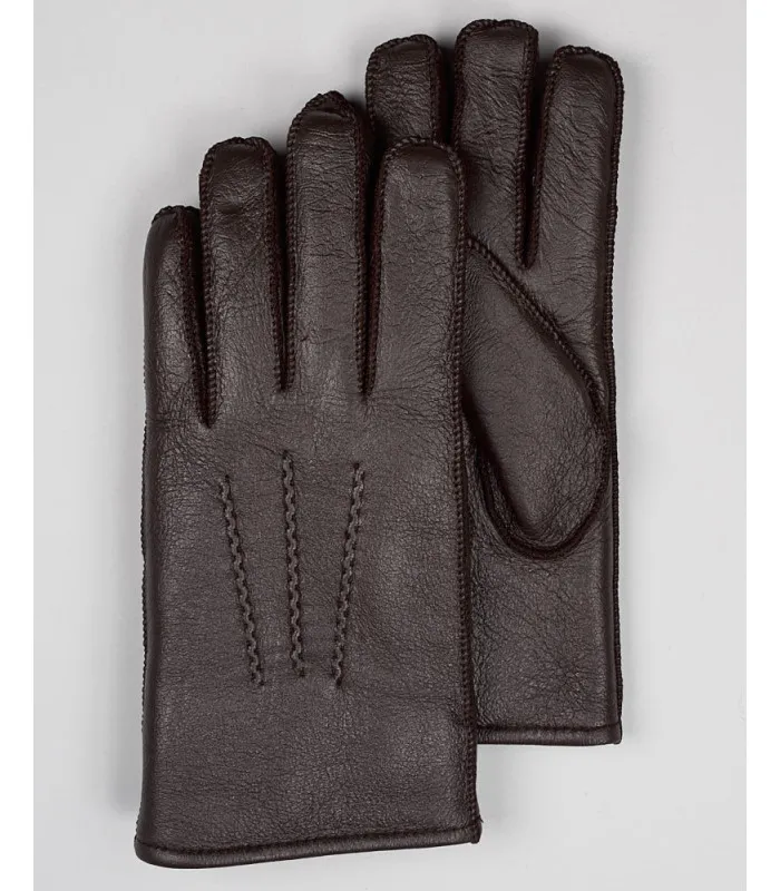 Men's Minnesota Brown Napa Leather Shearling Sheepskin Gloves: FurHatWorld.com