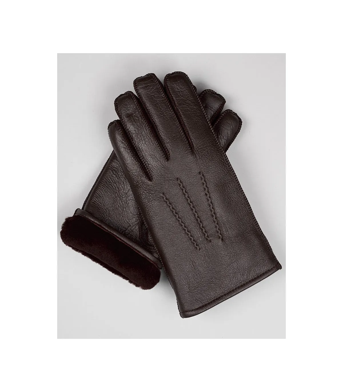 Men's Minnesota Brown Napa Leather Shearling Sheepskin Gloves: FurHatWorld.com