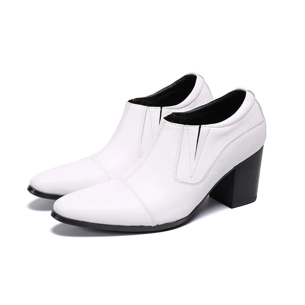 Men's Genuine Leather Pointed Toe Slip-On Handmade Ankle Boots