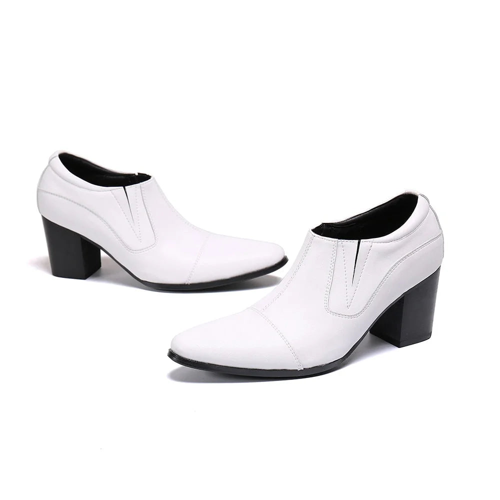 Men's Genuine Leather Pointed Toe Slip-On Handmade Ankle Boots