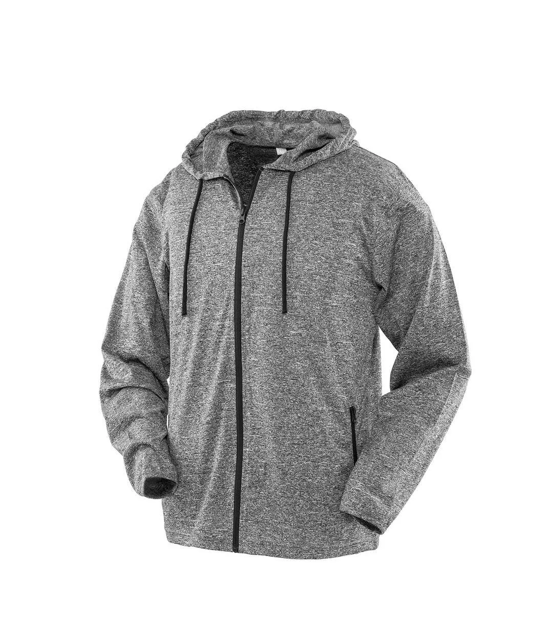 Mens hooded hoodie grey marl Spiro