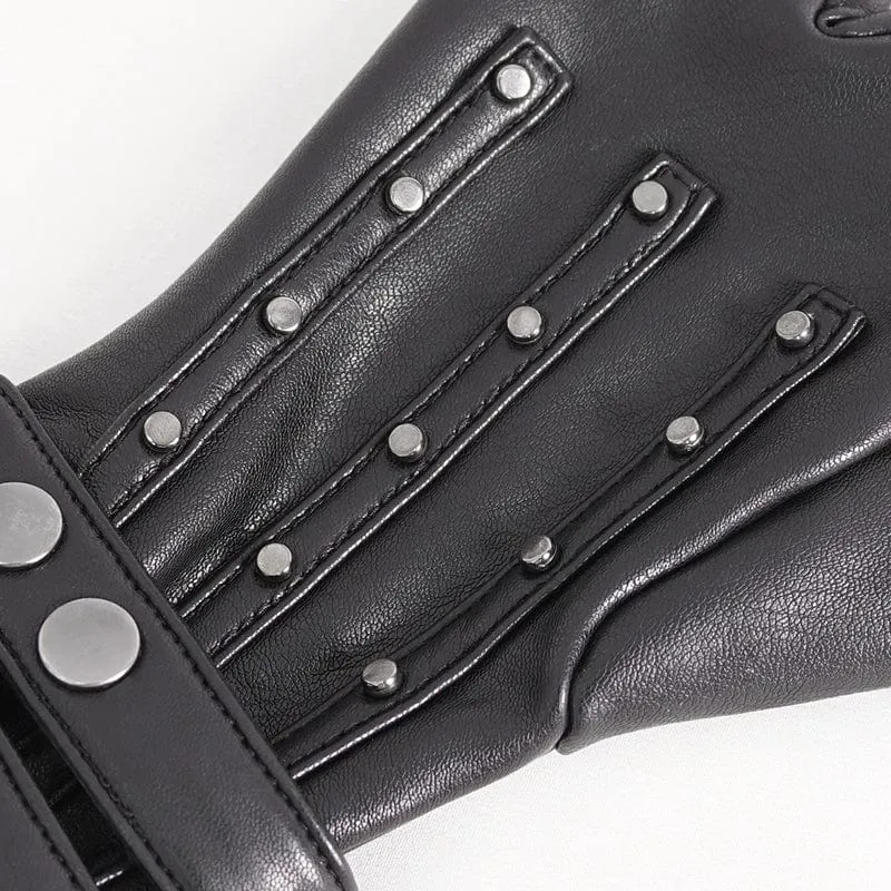 Men's Punk Studded Faux Leather Half-finger Gloves